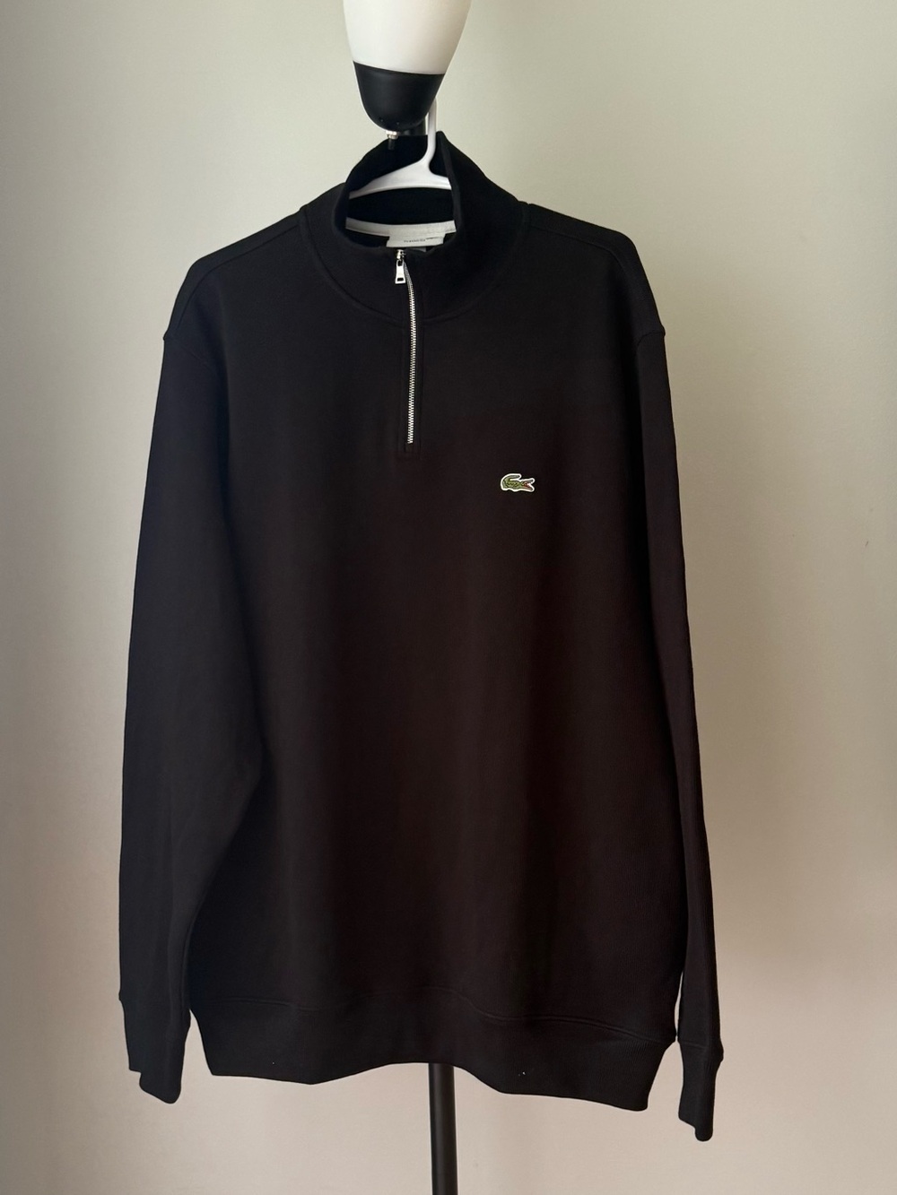 Lacoste Men’s Classic Fit Quarter Zip Pullover Black XL 100% Cotton